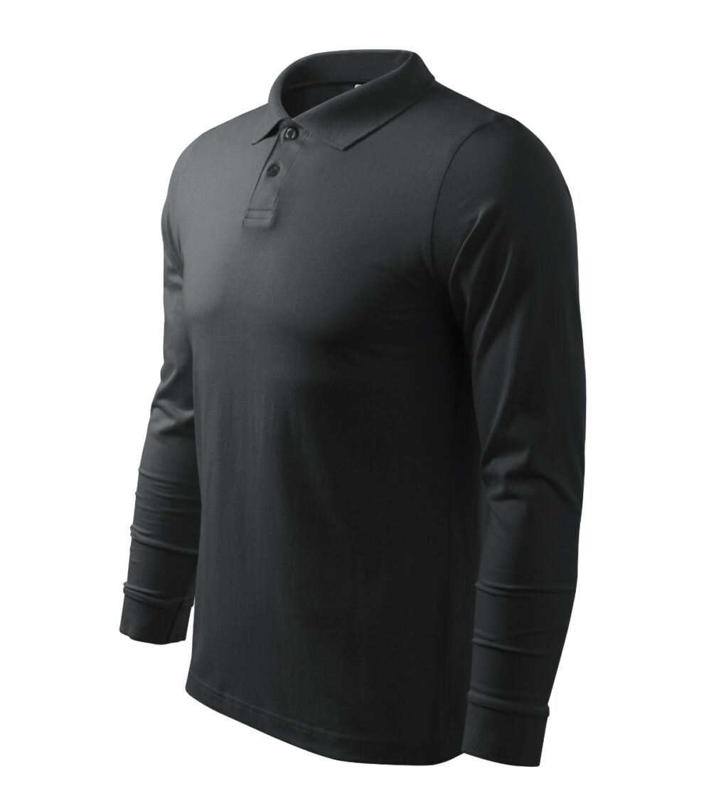Koszulka polo męska MALFINI Single J. LS — Ebony gray