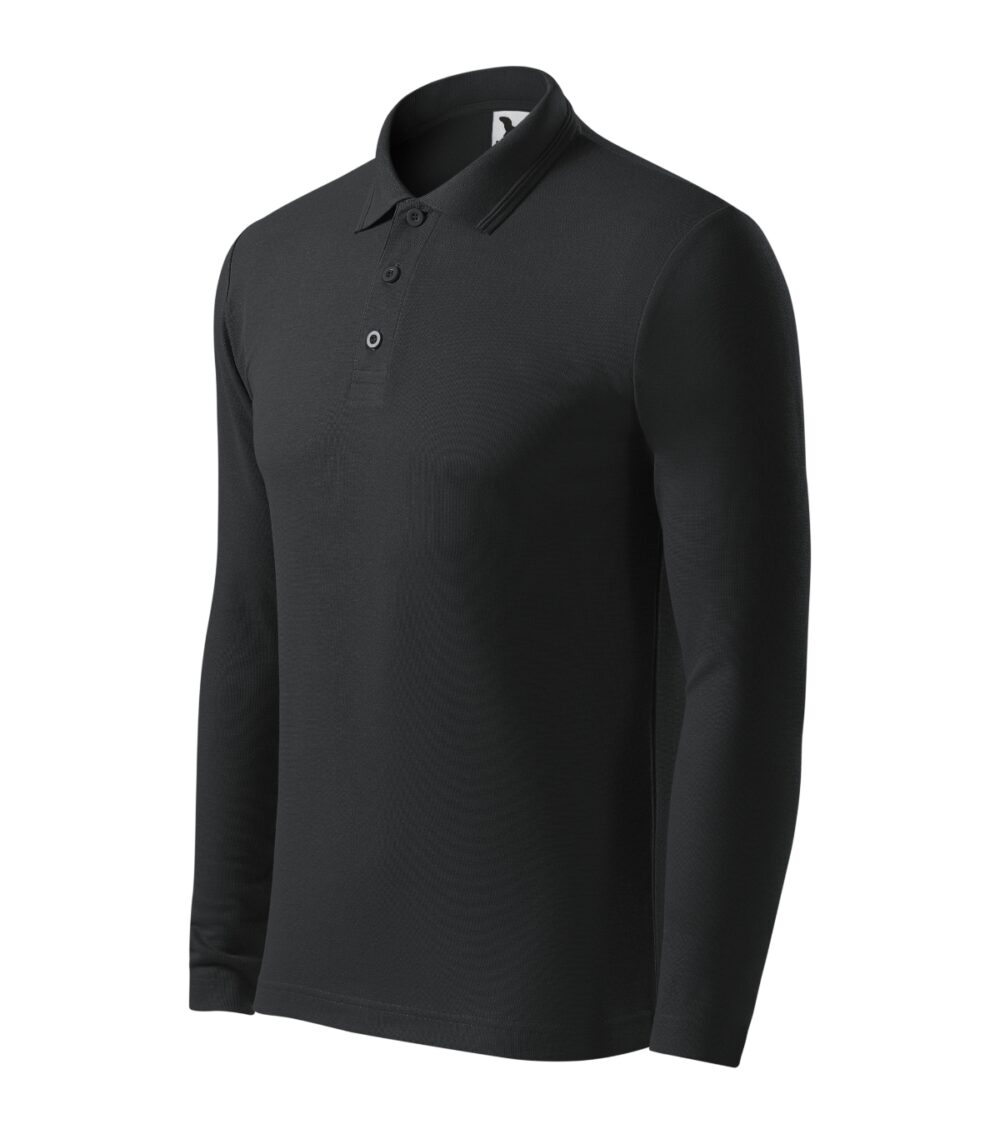 Koszulka polo męska MALFINI Pique Polo LS — Ebony gray