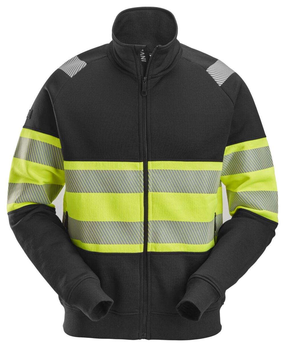 High-Vis, Bluza odblaskowa na suwak, EN 20471/1 — Czarny / Żółty Odblaskowy