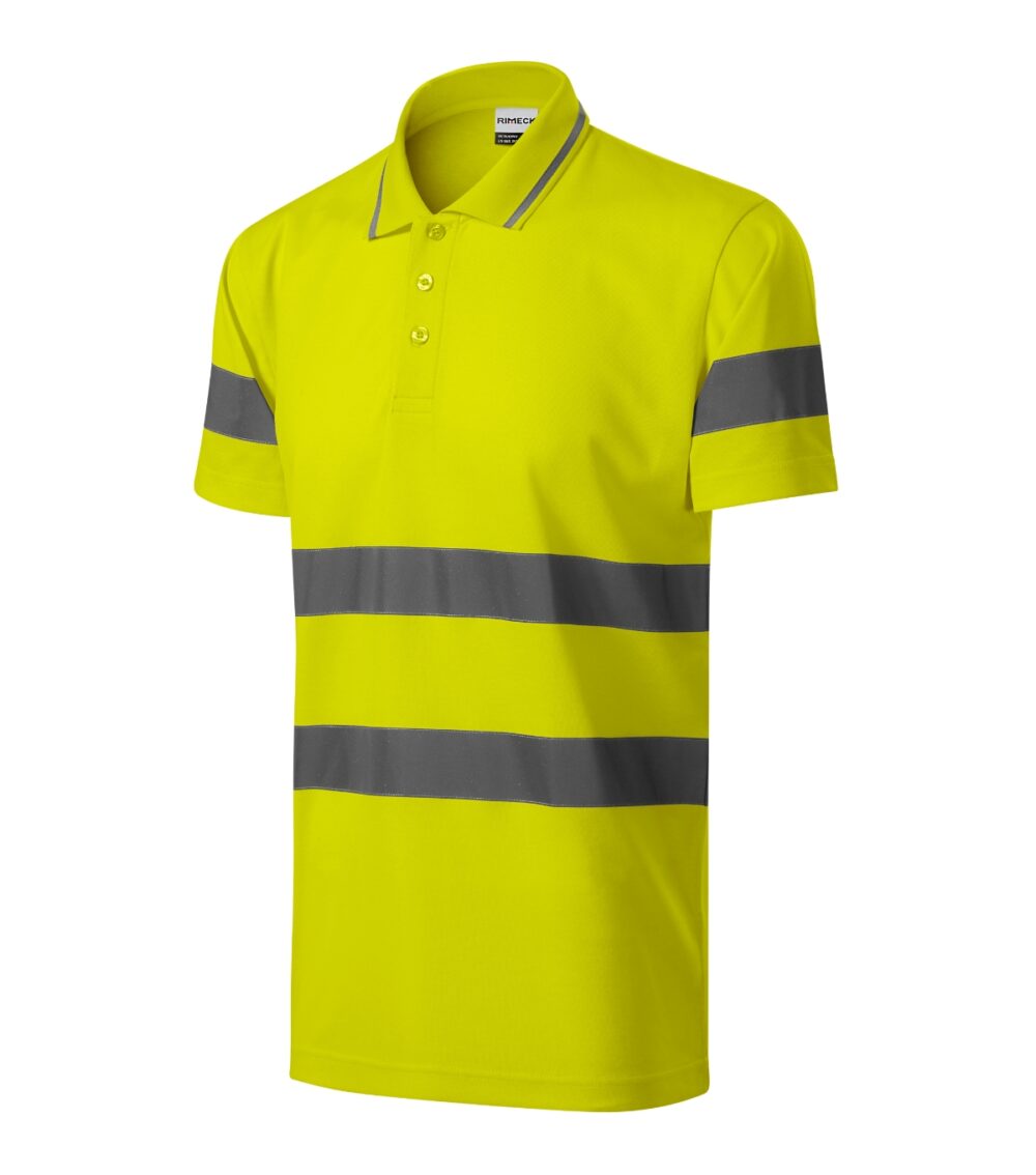 Koszulka polo unisex RIMECK HV Runway — Fluorescencyjny żółty