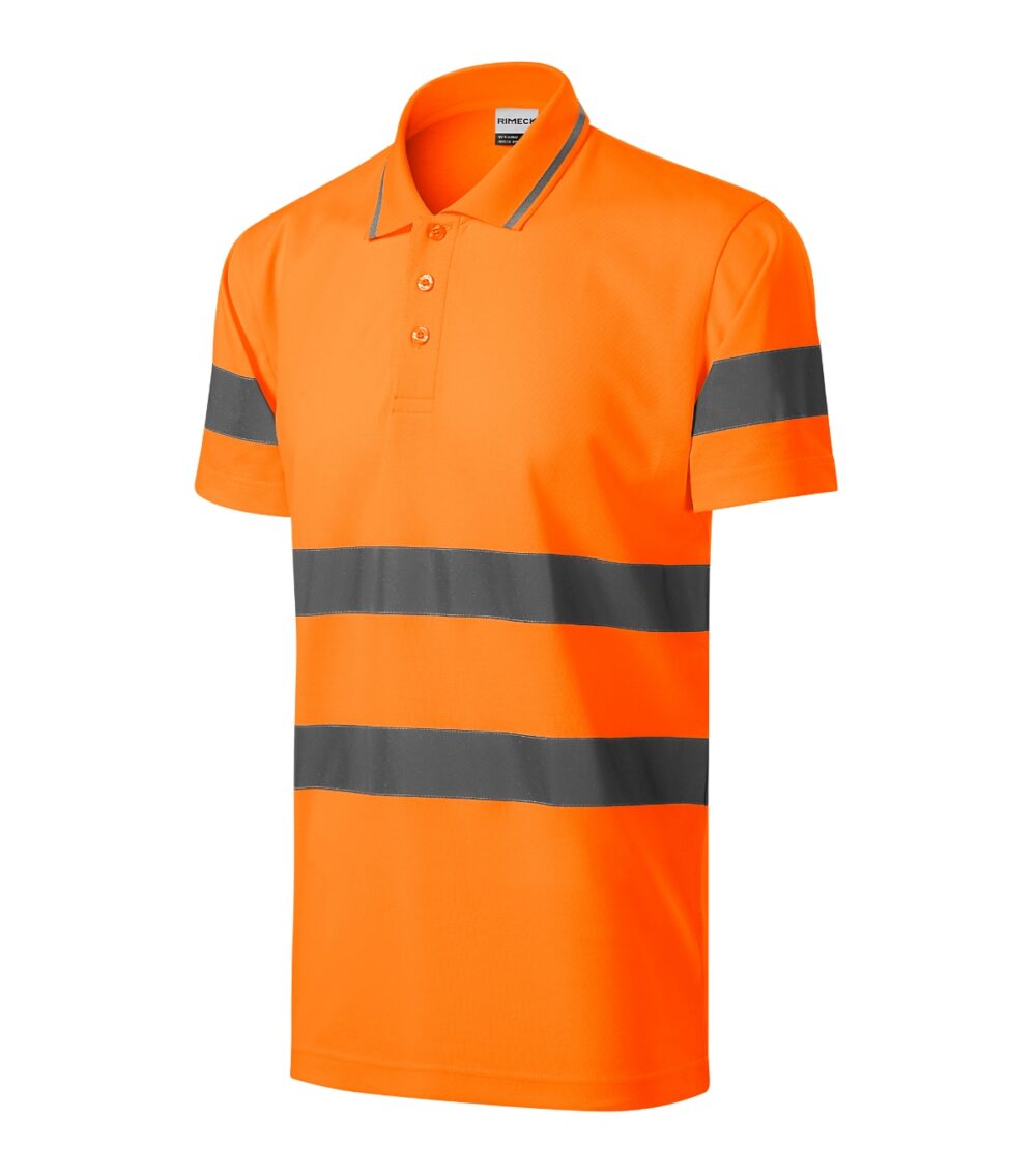 Koszulka polo unisex RIMECK HV Runway — Fluorescencyjny pomarańczowy