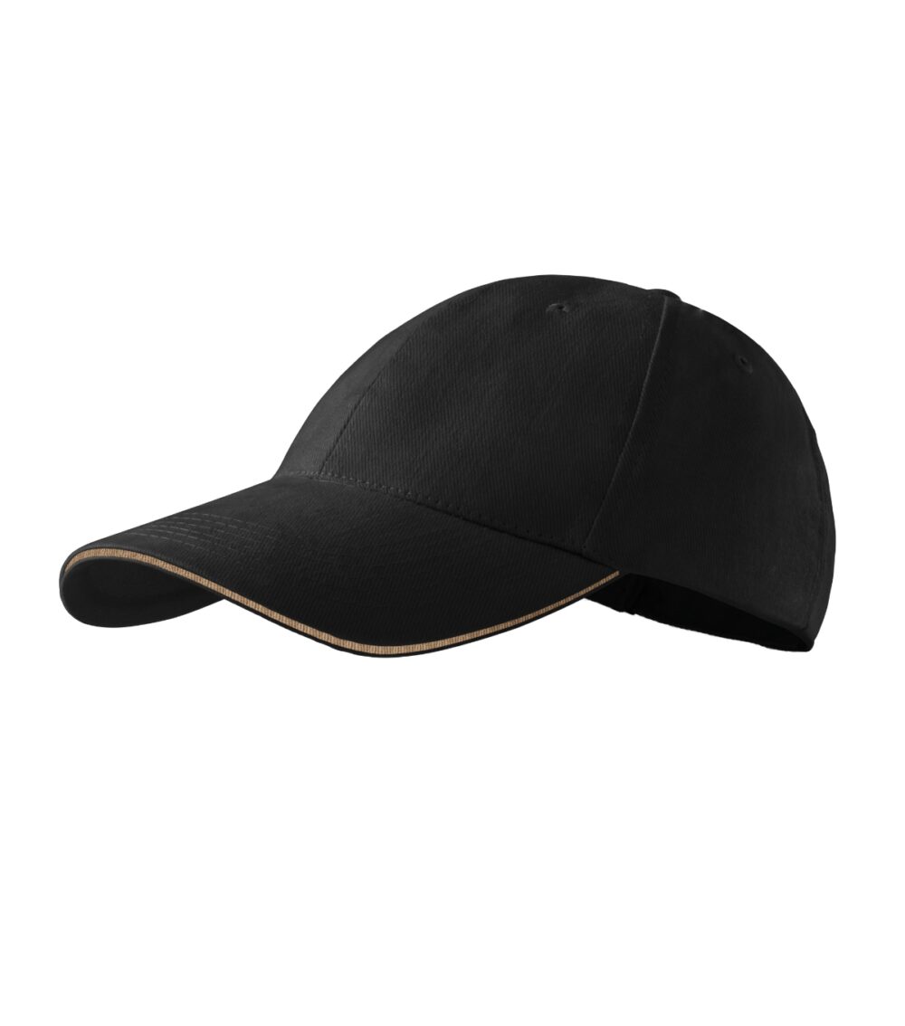 Czapka unisex MALFINI Sandwich 6P — Czarny