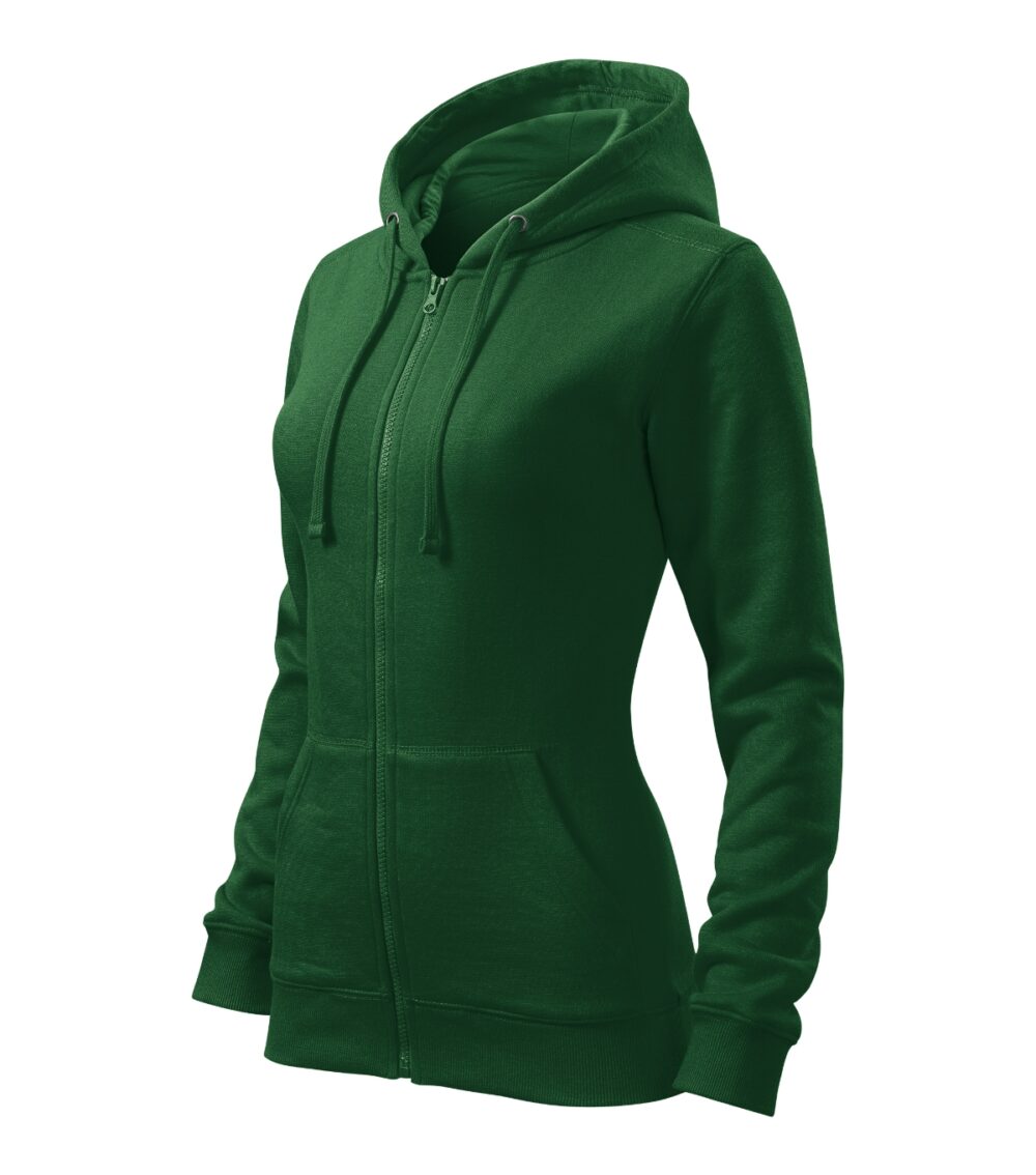 Bluza damska MALFINI Trendy Zipper — Zieleń butelkowa