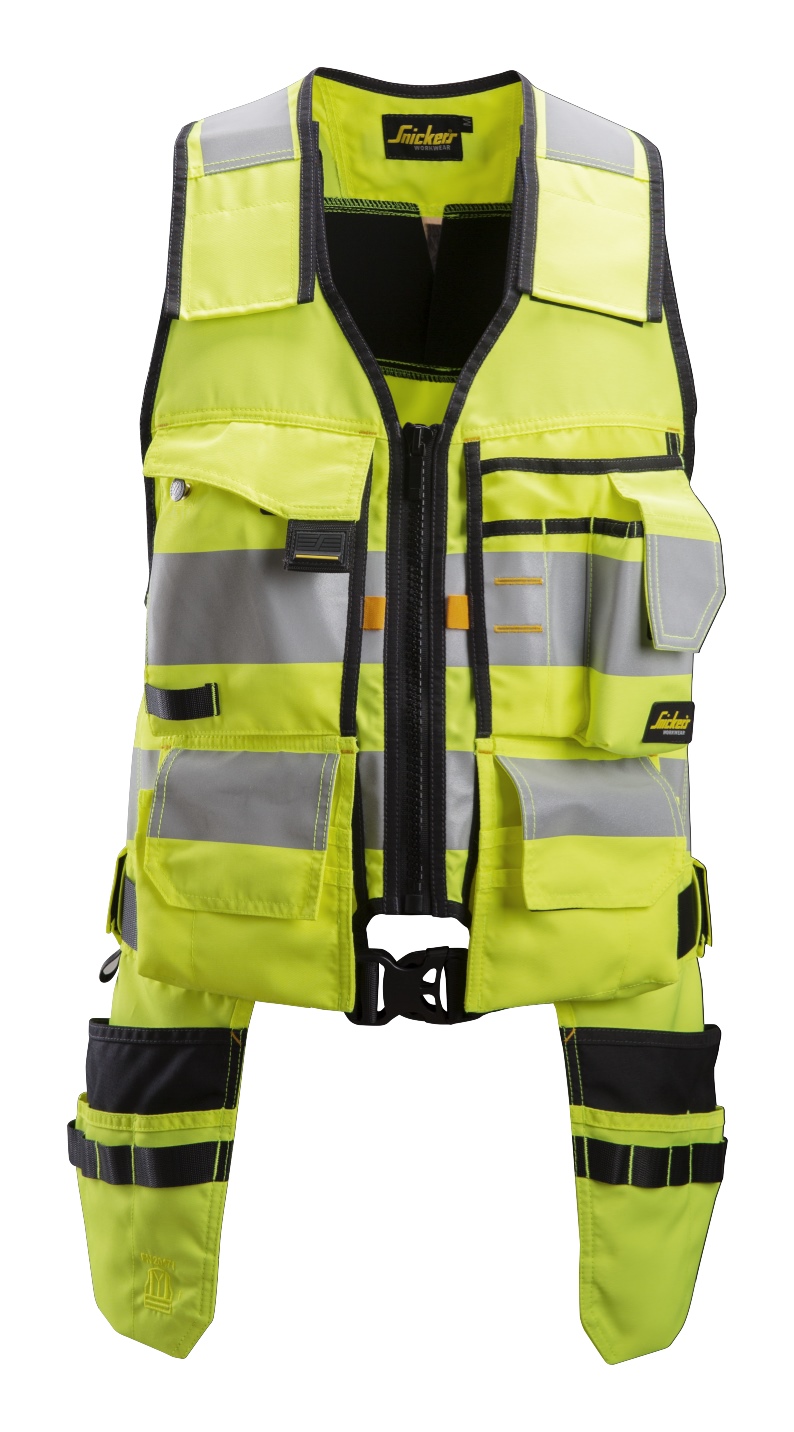 High-Vis, Kamizelka narzędziowa odblaskowa, EN 20471/1 — Żółty Odblaskowy / Czarny