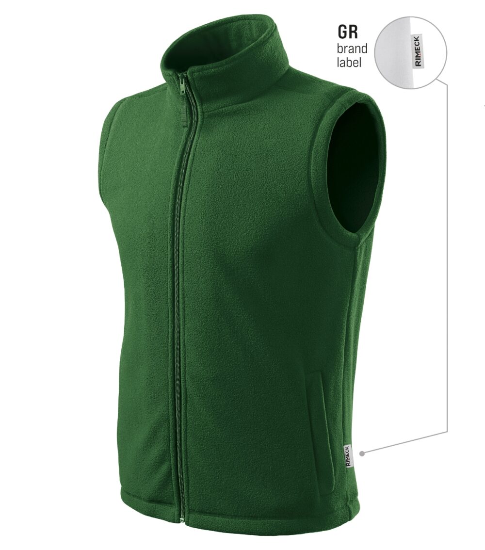 Kamizelka polarowa unisex RIMECK Next — Zieleń butelkowa 06 (brand label)