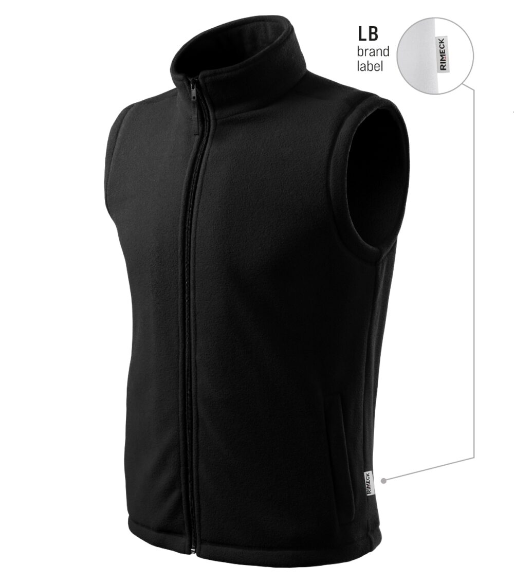 Kamizelka polarowa unisex RIMECK Next — Czarny 01 (brand label)