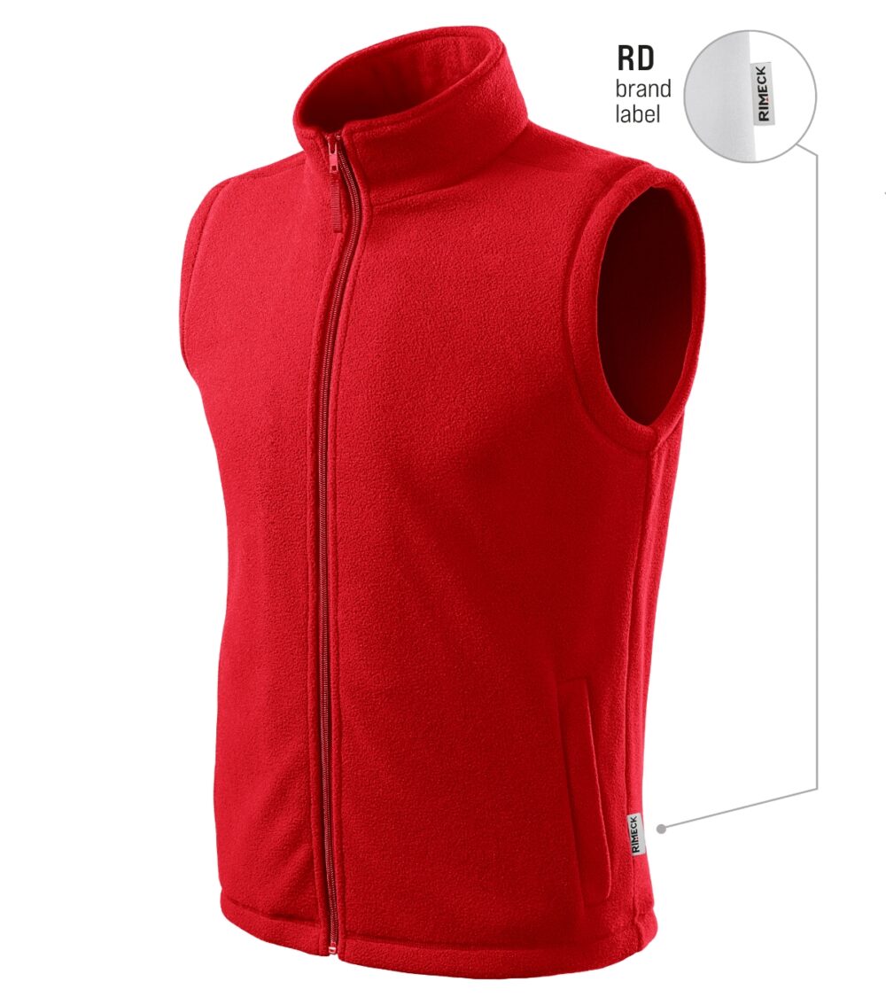 Kamizelka polarowa unisex RIMECK Next — Czerwony 07 (brand label)