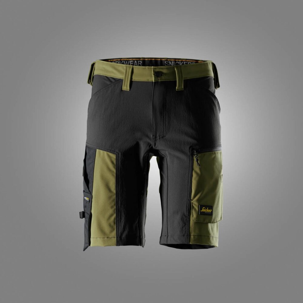 AllroundWork, Spodenki stretch — Khaki Zielone / Czarny