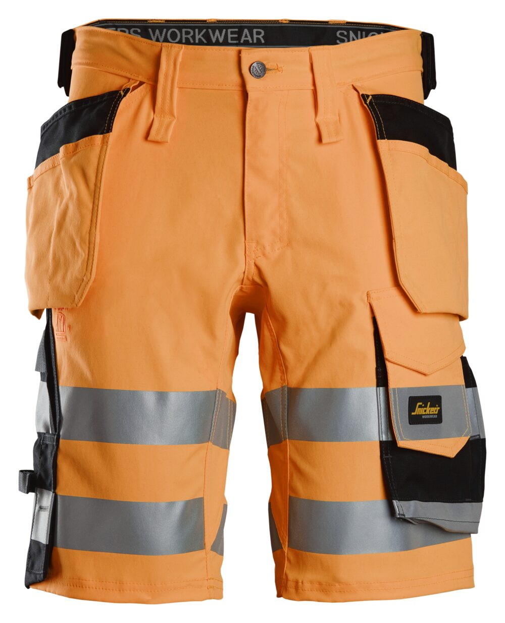 High-Vis, Spodenki odblaskowe stretch z workami kieszeniowymi, EN 20471/1 — Pomarańczowy Odblaskowy / Czarny