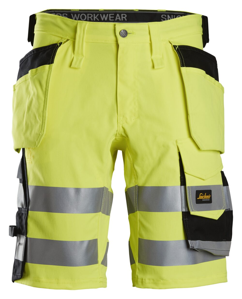 High-Vis, Spodenki odblaskowe stretch z workami kieszeniowymi, EN 20471/1 — Żółty Odblaskowy / Czarny