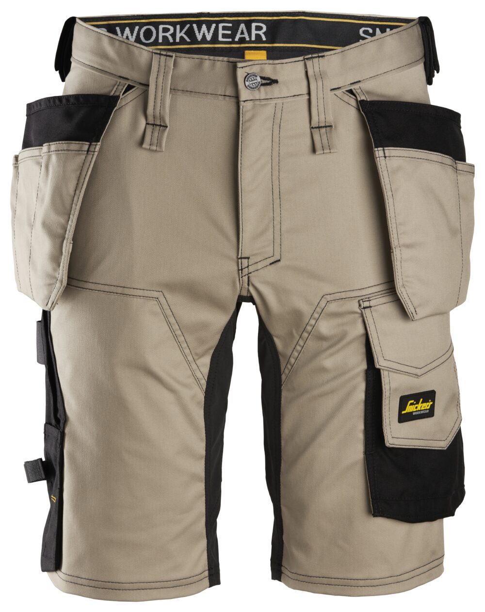 AllroundWork, Spodenki stretch z workami kieszeniowymi — Khaki / Czarny