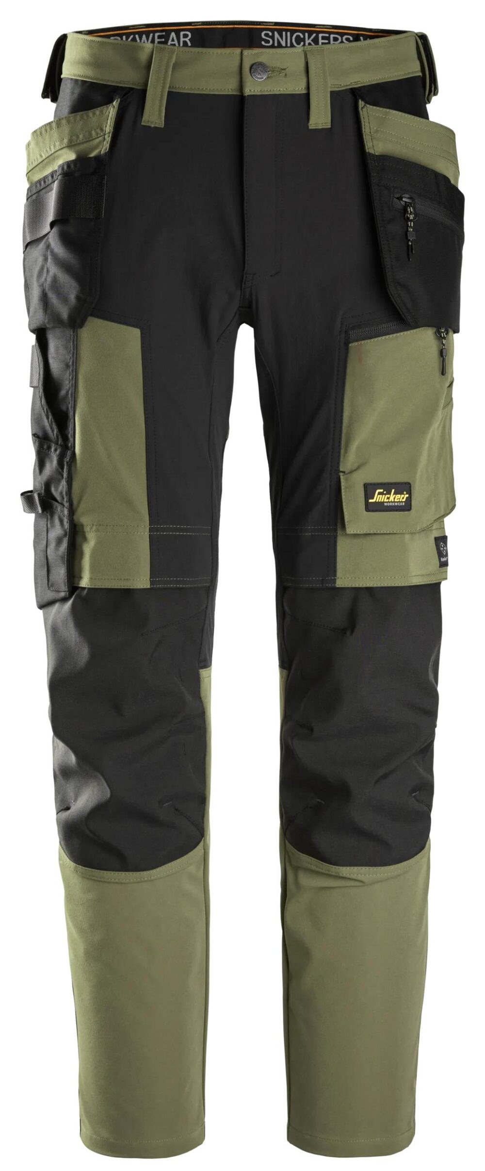 AllroundWork, Spodnie stretch z workami kieszeniowymi — Khaki / Czarny