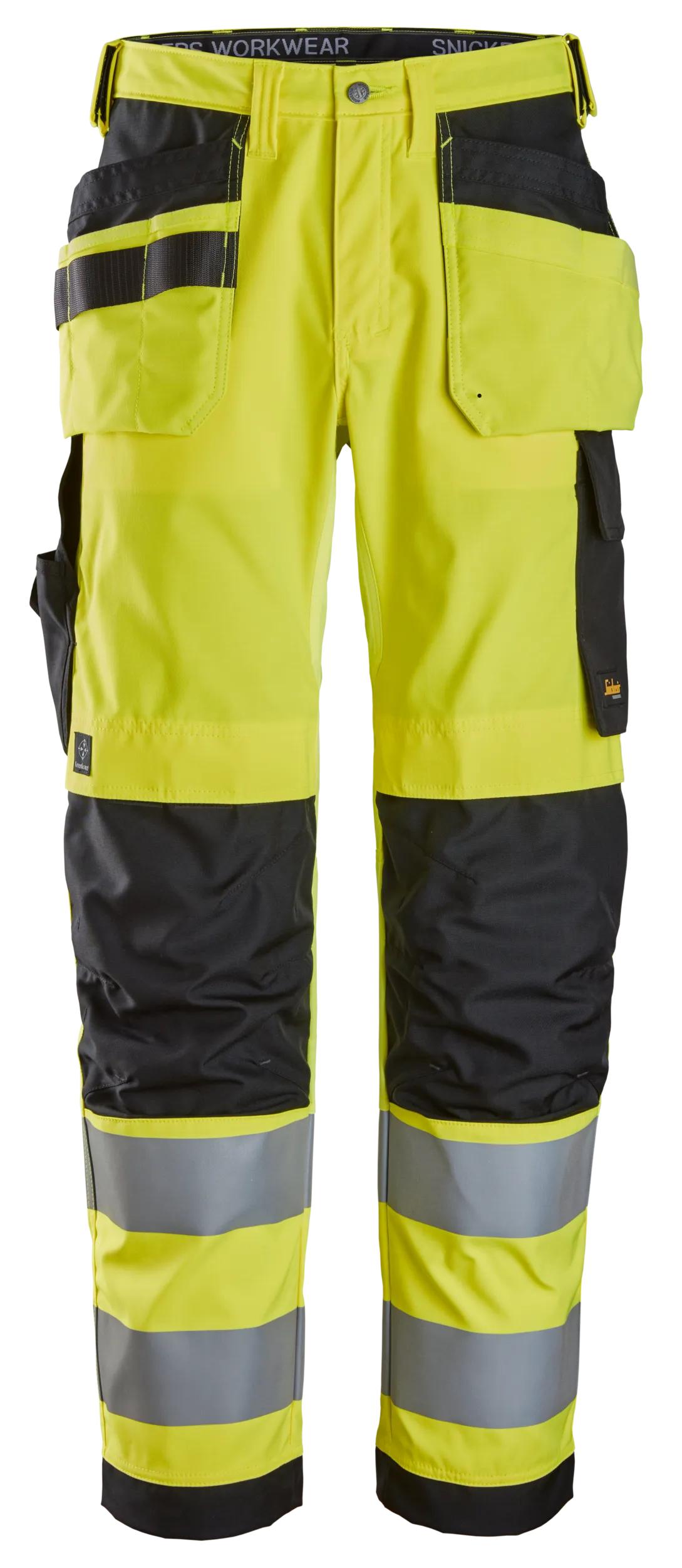 High-Vis, Spodnie odblaskowe z workami kieszeniowymi, EN 20471/2 — Żółty Odblaskowy / Czarny