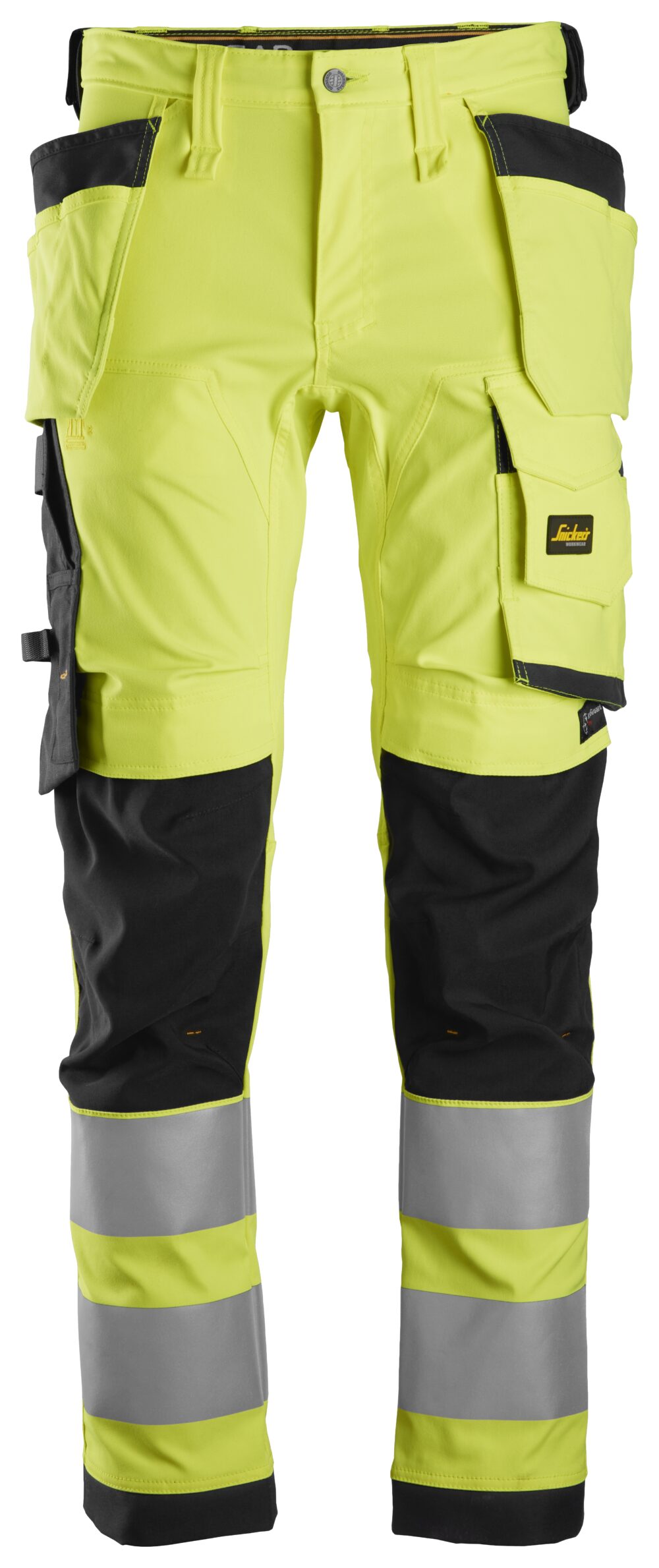 High-Vis, Spodnie odblaskowe stretch z workami kieszeniowymi, EN 20471/2 — Żółty Odblaskowy / Czarny