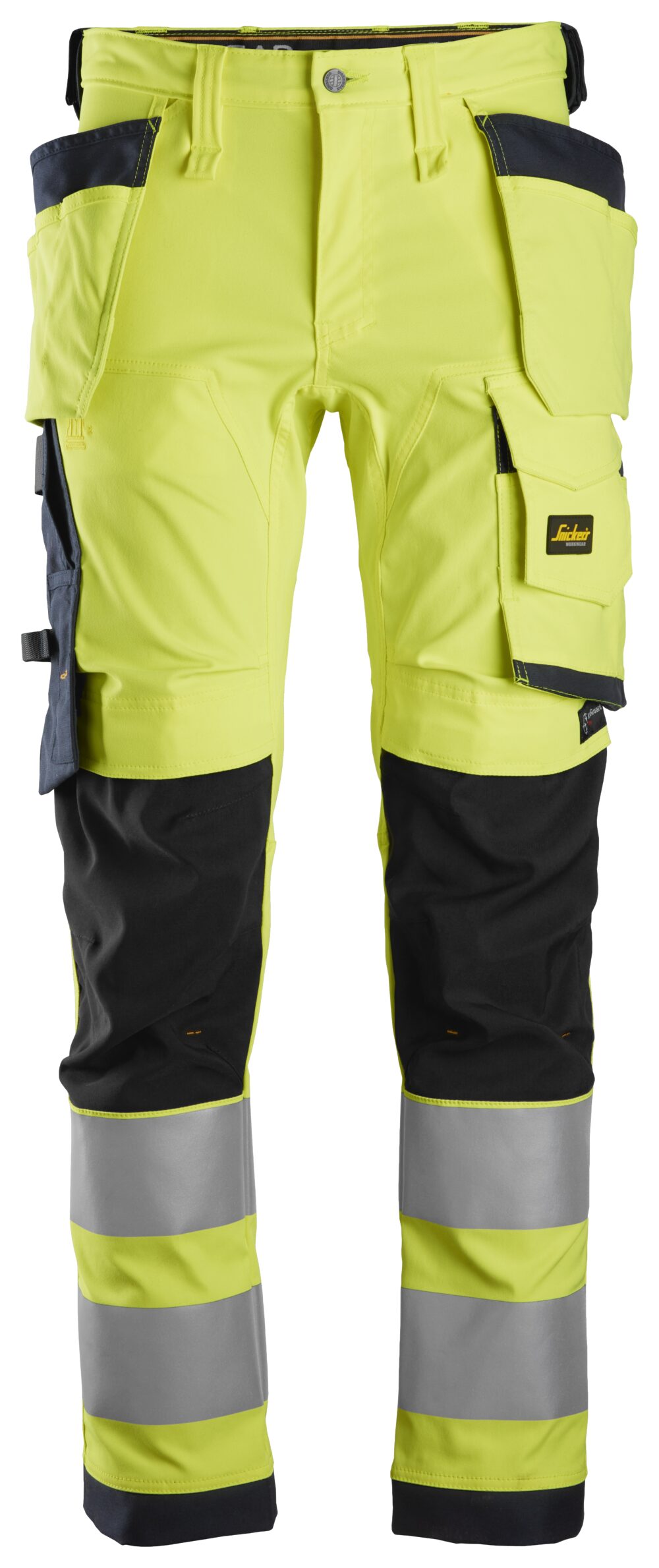 High-Vis, Spodnie odblaskowe stretch z workami kieszeniowymi, EN 20471/2 — Żółty Odblaskowy / Granatowy