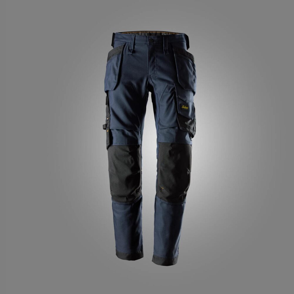 AllroundWork, Spodnie Canvas stretch z workami kieszeniowymi — Granatowy / Czarny