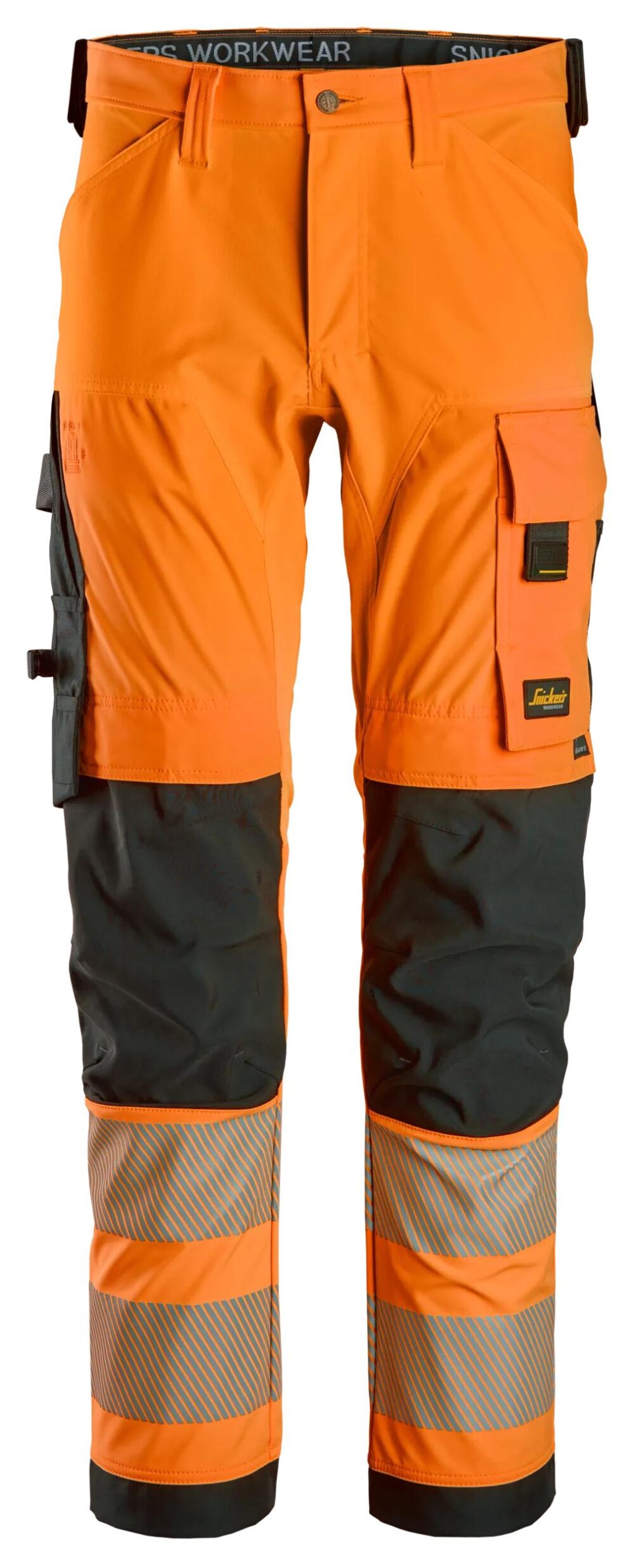 High-Vis, Spodnie odblaskowe z 4-kierunkowego stretchu, EN 20471/2 — Pomarańczowy Odblaskowy / Czarny