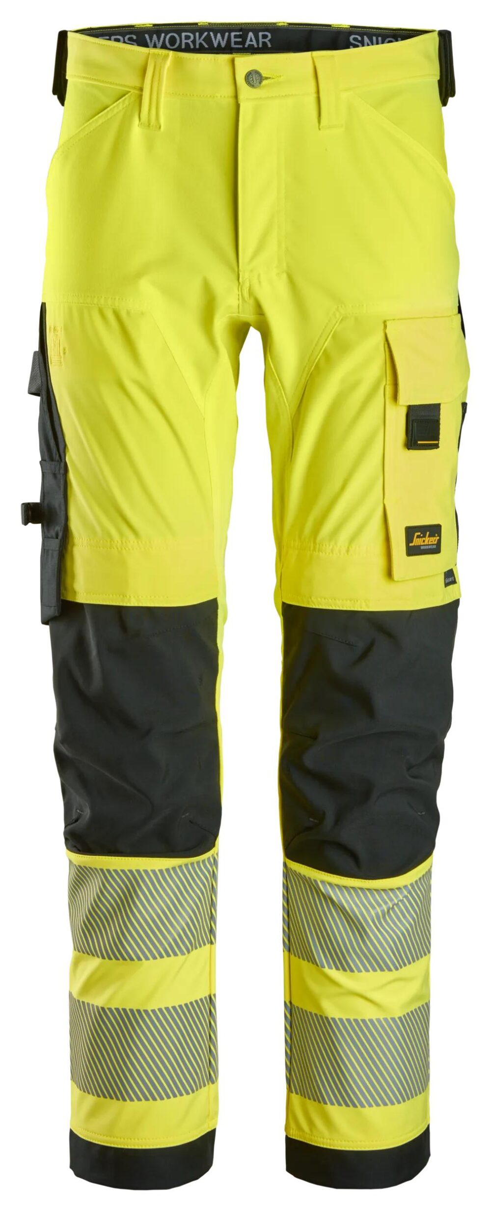 High-Vis, Spodnie odblaskowe z 4-kierunkowego stretchu, EN 20471/2 — Żółty Odblaskowy / Czarny
