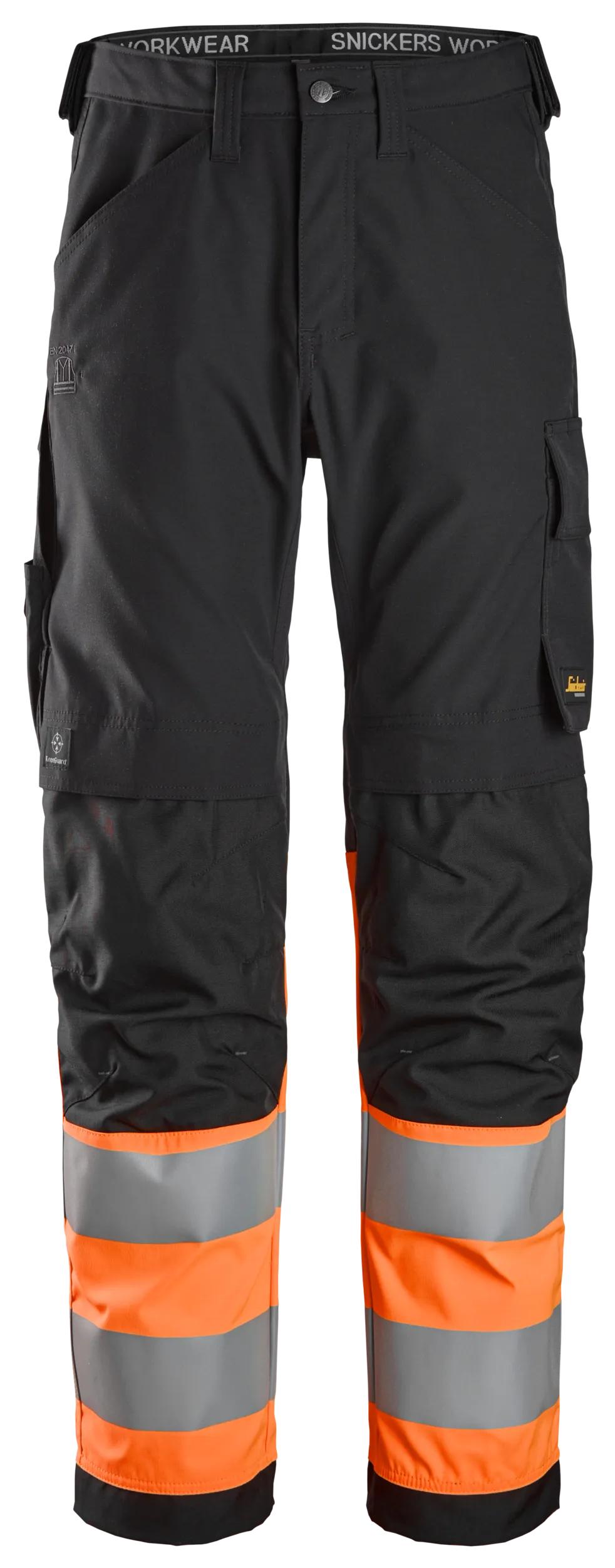 High-Vis, Spodnie odblaskowe, EN 20471/1 — Czarny / Pomarańczowy Odblaskowy