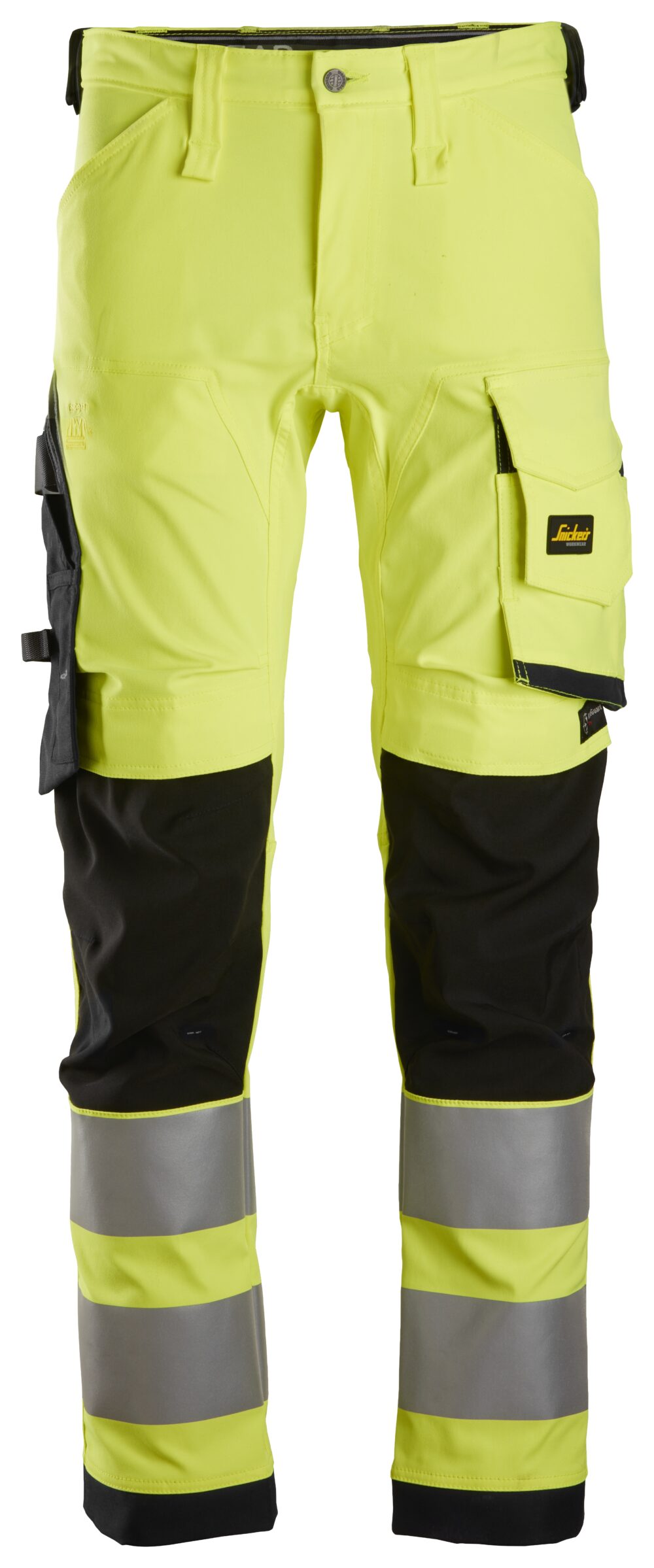 High-Vis, Spodnie odblaskowe stretch, EN 20471/2 — Żółty Odblaskowy / Czarny