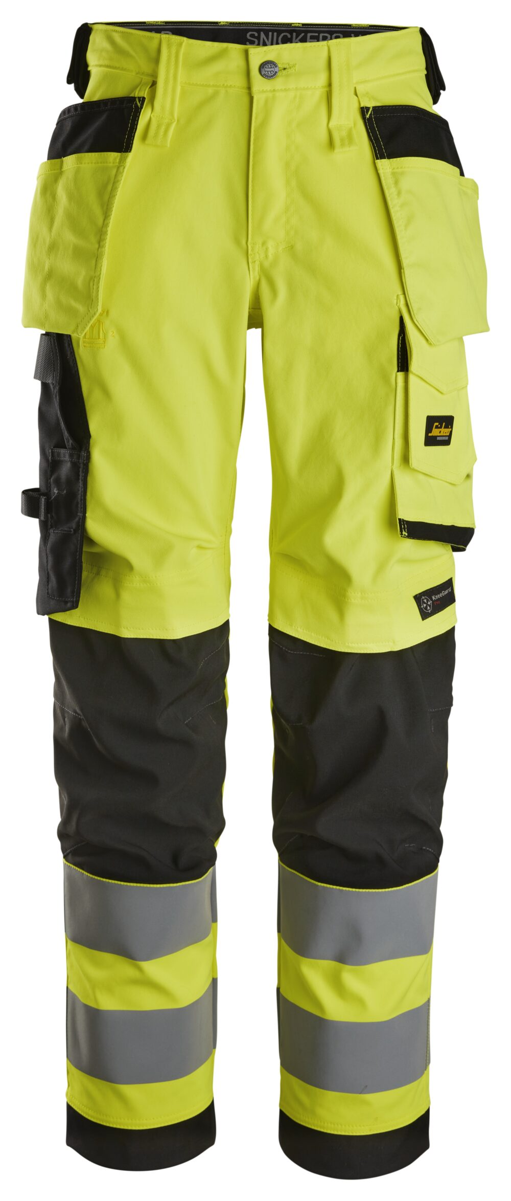 High-Vis, Spodnie odblaskowe strech z workami kieszeniowymi, EN 20471/2 - damskie — Żółty Odblaskowy / Czarny