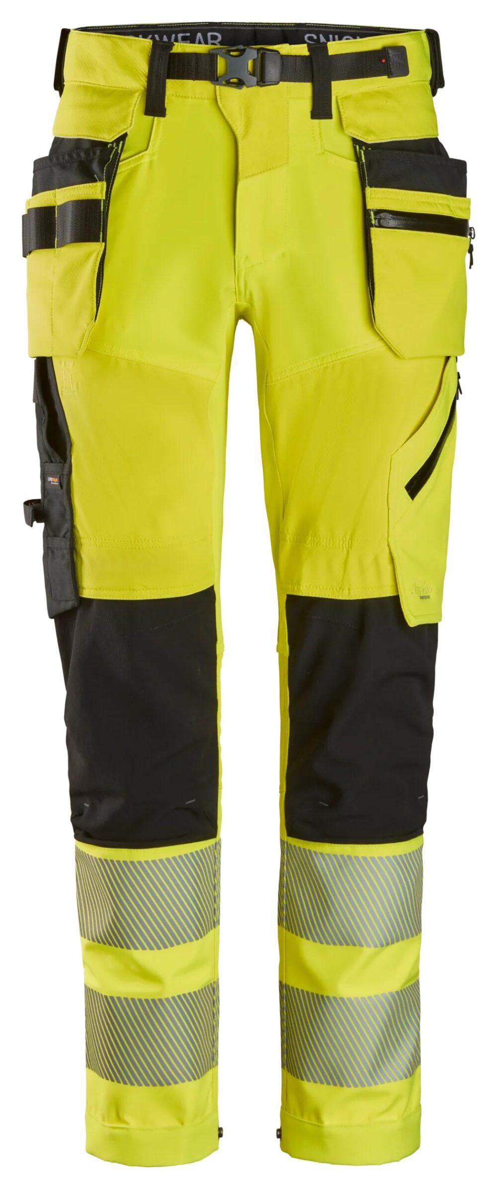 High-Vis, Spodnie odblaskowe z odpinanymi workami kieszeniowymi, EN 20471/2 — Żółty Odblaskowy / Czarny