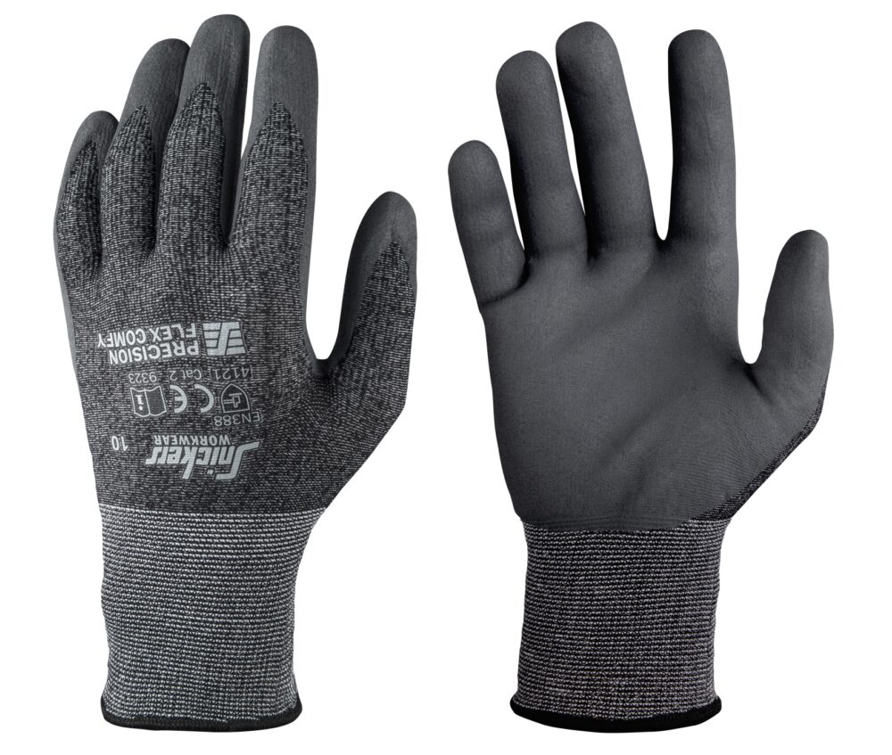 Rękawice Precision Flex Comfy — Przygaszona Czerń / Kamienny Szary