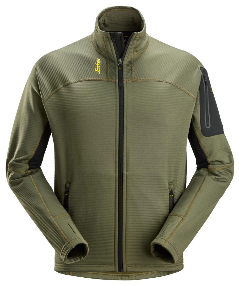 Bluza Micro Fleece, na suwak — Khaki Zielone / Czarny