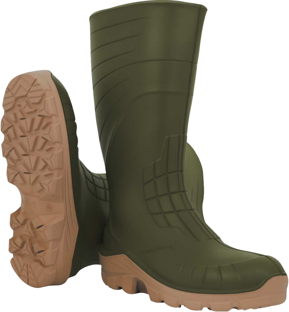 Obuwie robocze wysokie z pu Delta Plus AEROGREEN O4 CI FO SR — Khaki-beżowy
