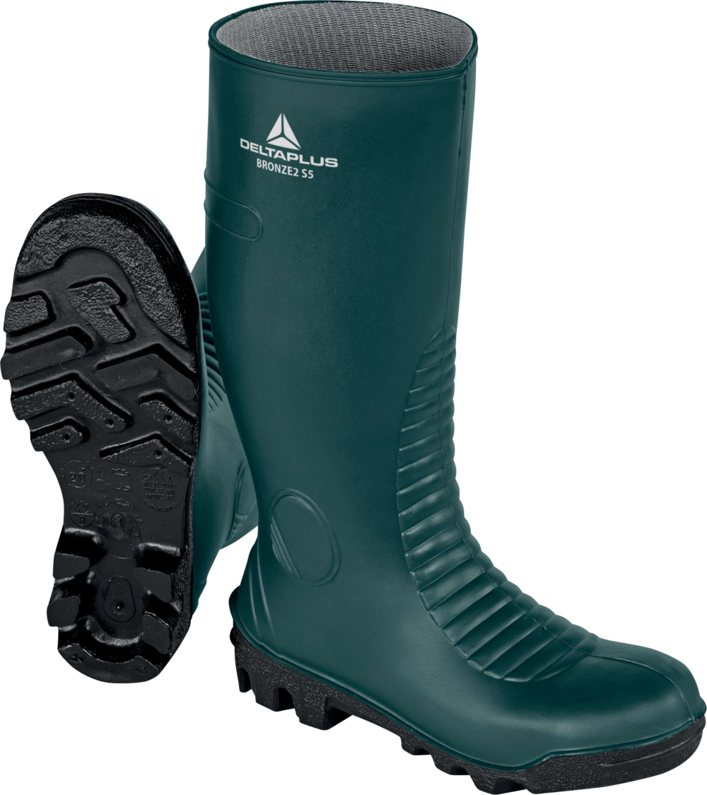 Obuwie bezpieczne wysokie z pvc Delta Plus BRONZE2 S5 SRA — Zielono-czarny