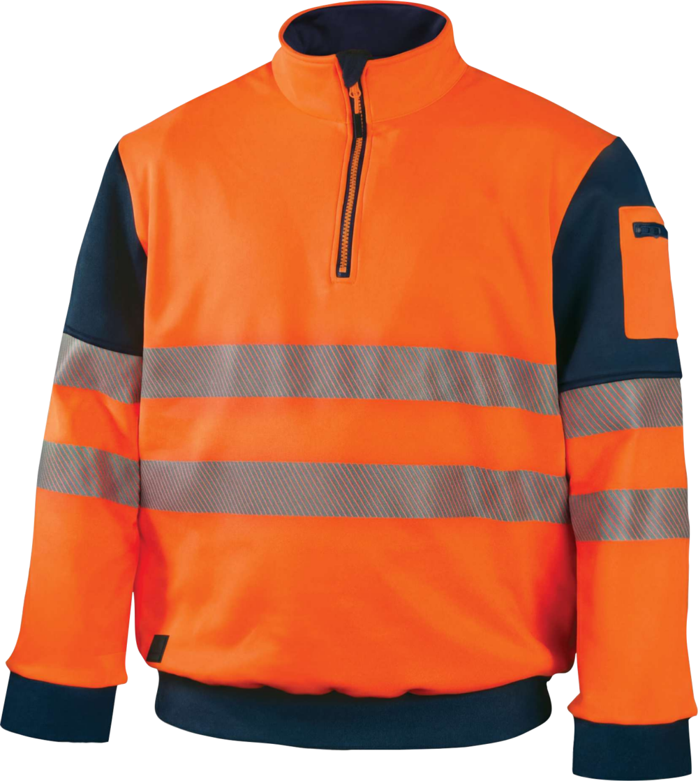 Bluza ostrzegawcza z poliestru z recyklingu Delta Plus CESTA — Żółty fluo-granatowy