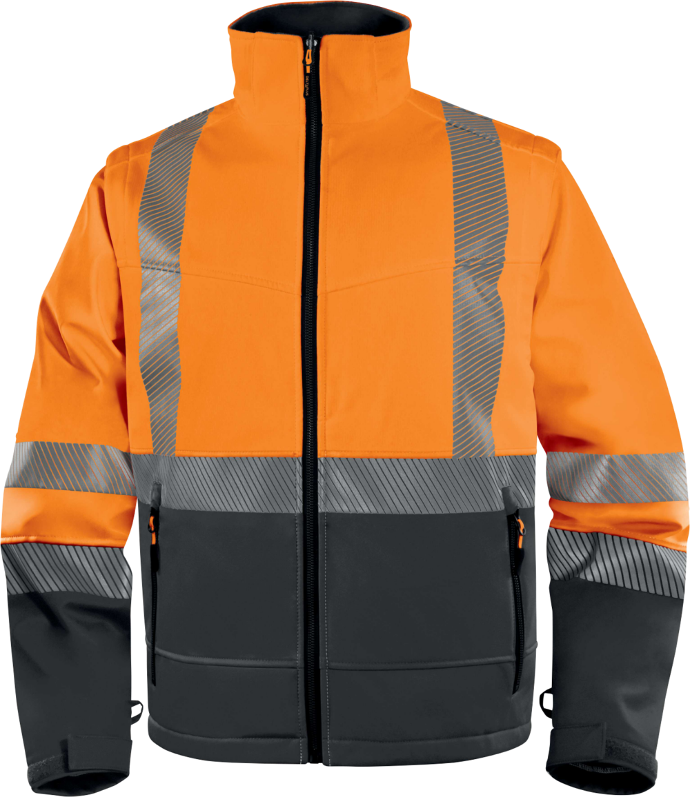Kurtka ostrzegawcza softshell z poliestru stretch Delta Plus FAST — Pomarańczowy fluo-szary