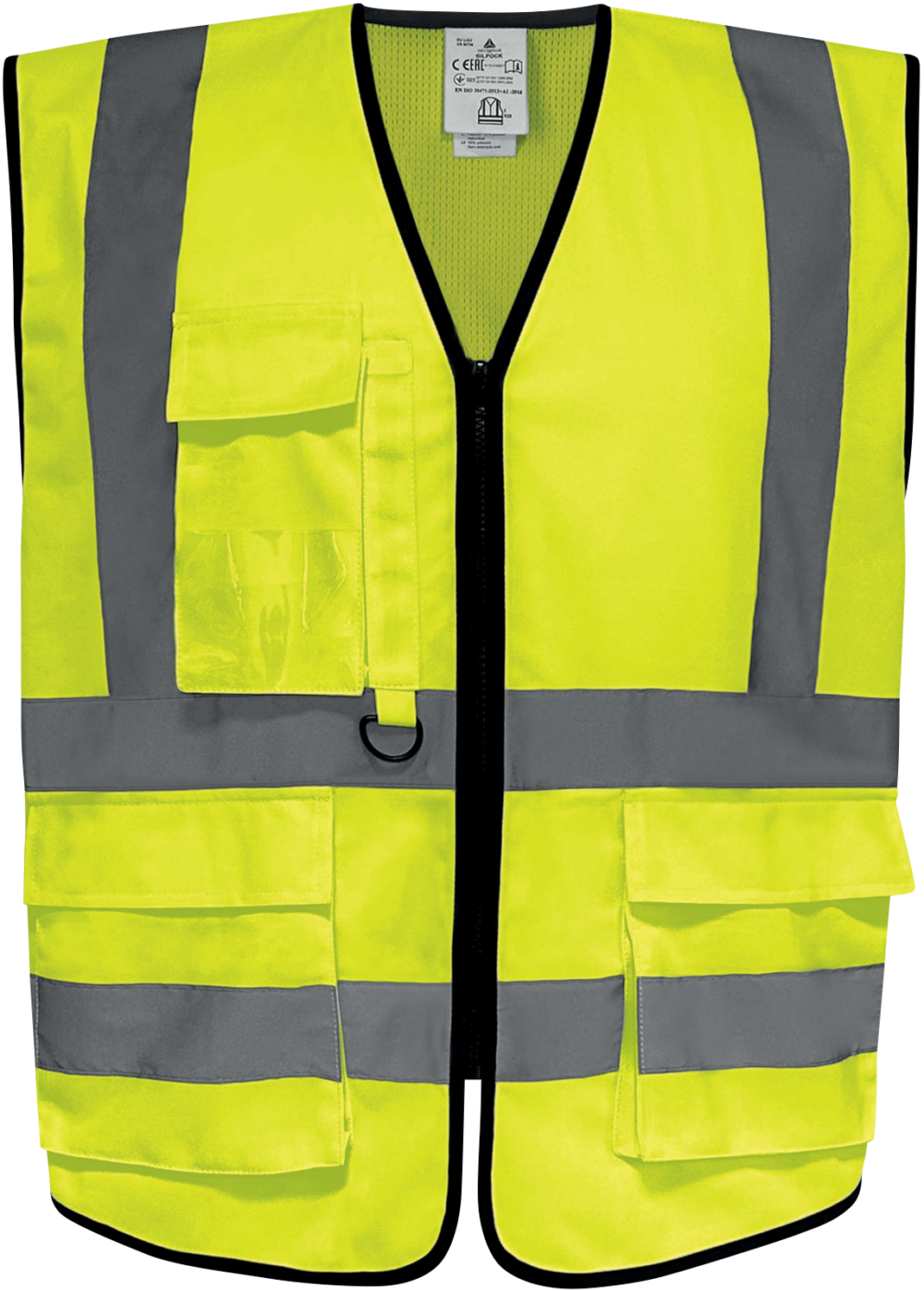 Kamizelka ostrzegawcza z wieloma kieszeniami - 100% Delta Plus GILPOCK — Żółty fluo