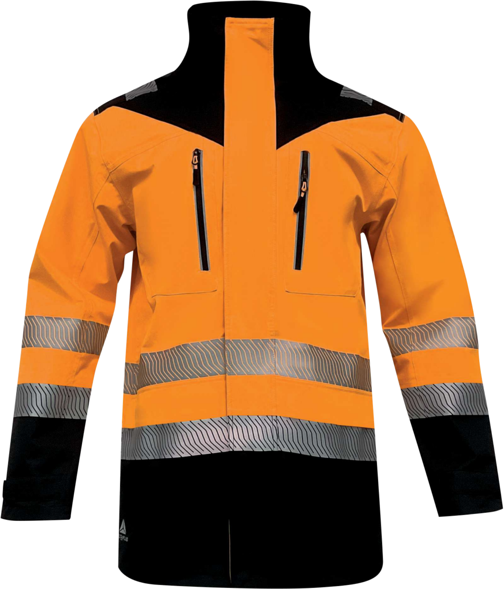 Ostrzegawcza kurtka przeciwdeszczowa Delta Plus GRAFIZHV — Żółty fluo-czarny
