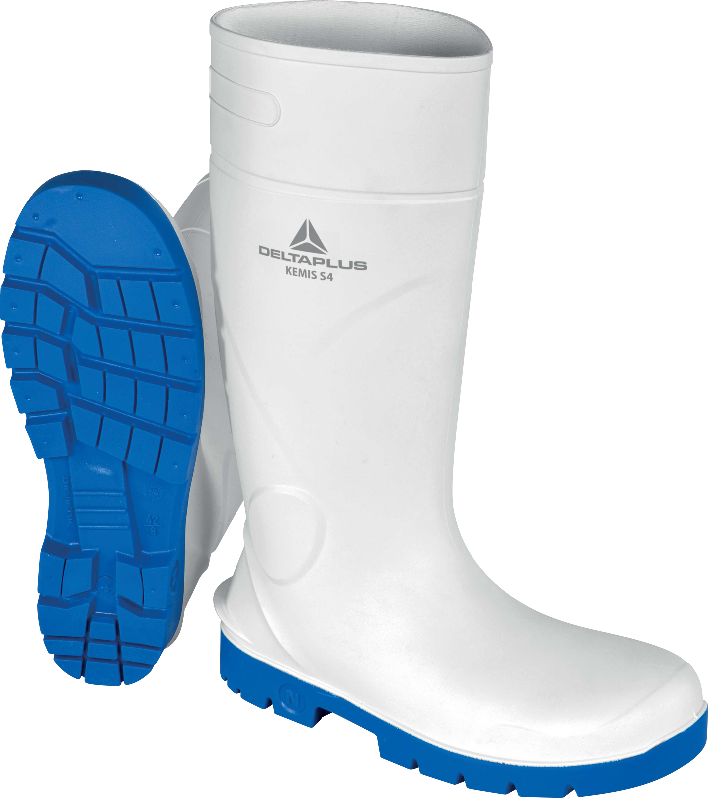 Obuwie bezpieczne wysokie z pvc Delta Plus KEMIS S4 SR — Biało-niebieski