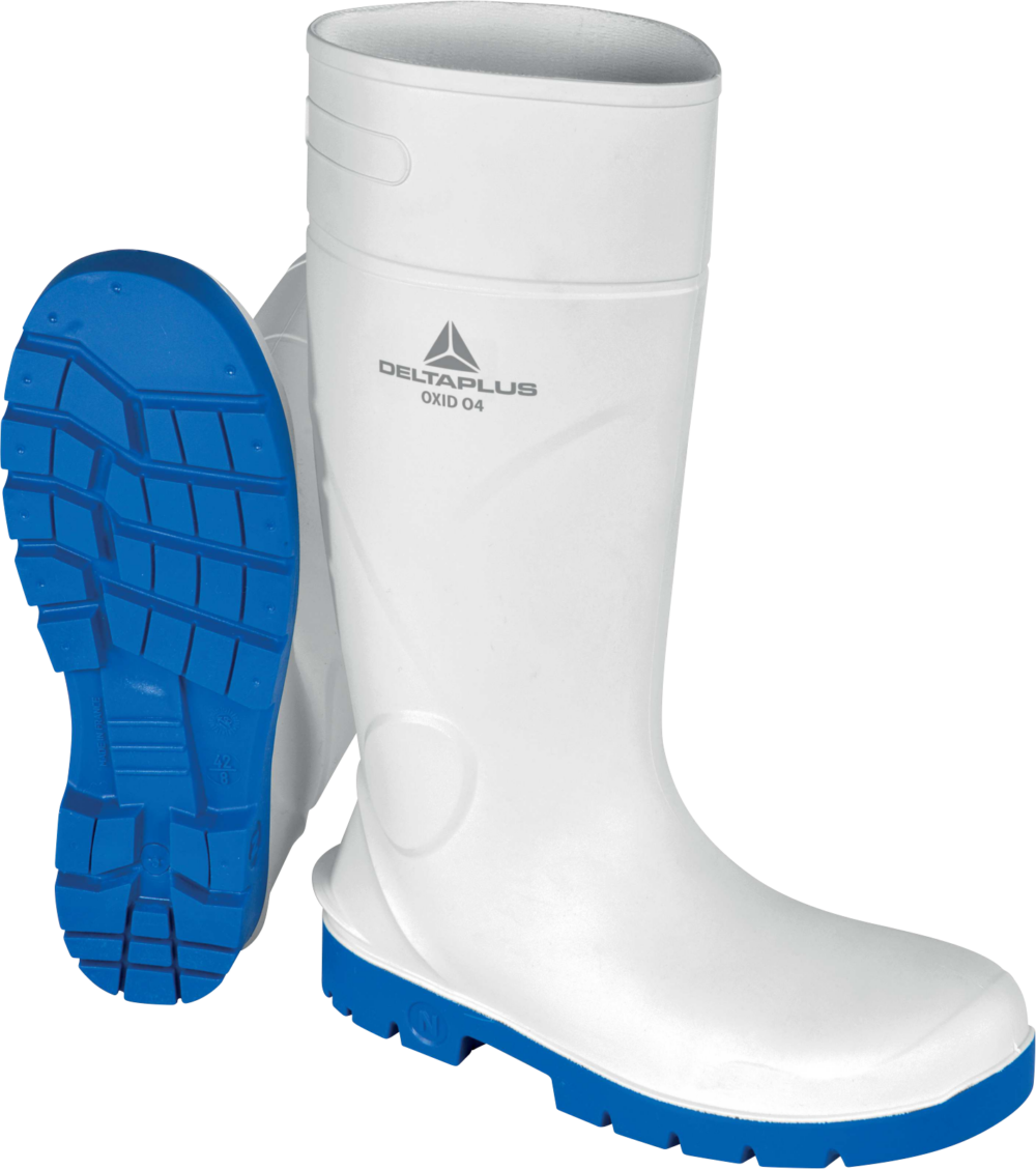 Obuwie robocze wysokie z pvc Delta Plus OXID O4 SR — Biało-niebieski