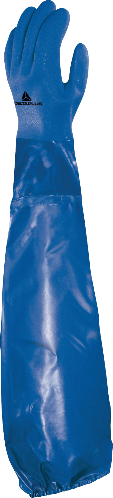 Rękawice chemiczne z pvc na wkładzie z bawełny Delta Plus PETRO VE766 — Niebieski