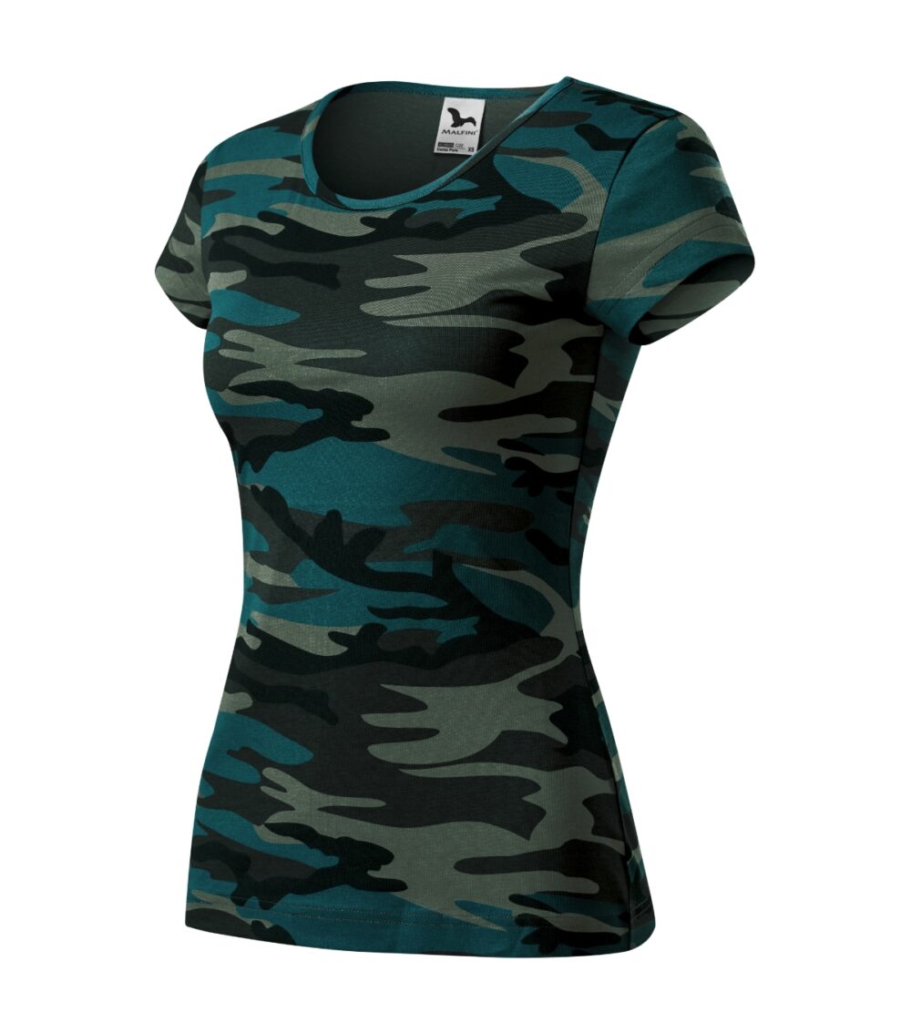 Koszulka damska MALFINI Camo Pure — Camouflage petrol