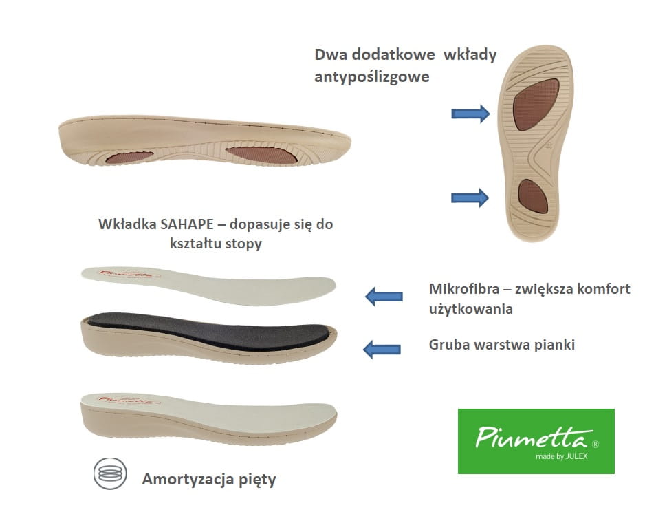 Saboty Damskie Piumetta 4435 beżowe - obrazek 3