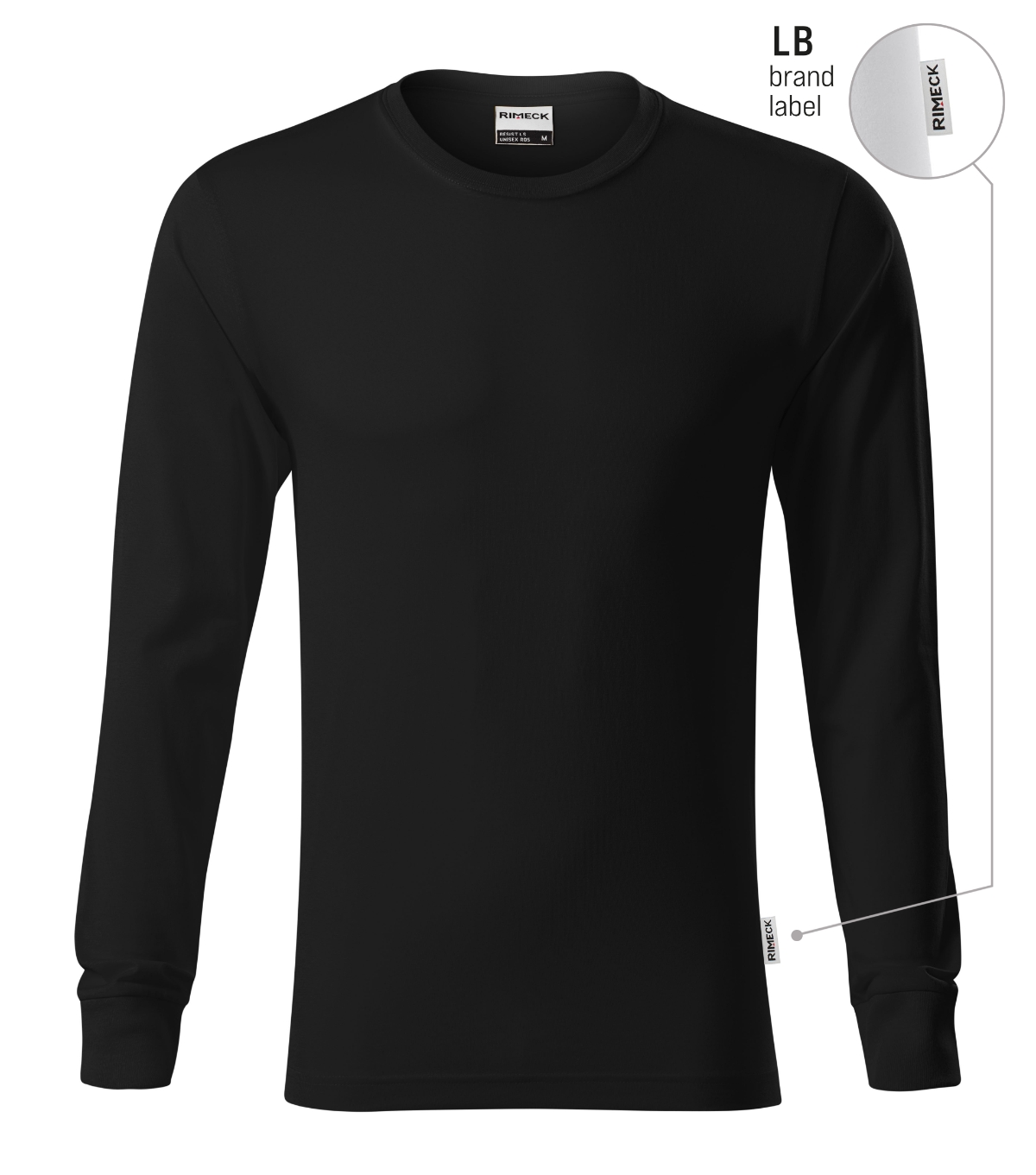 Koszulka unisex RIMECK Resist LS — Czarny 01 (brand label) - obrazek 2