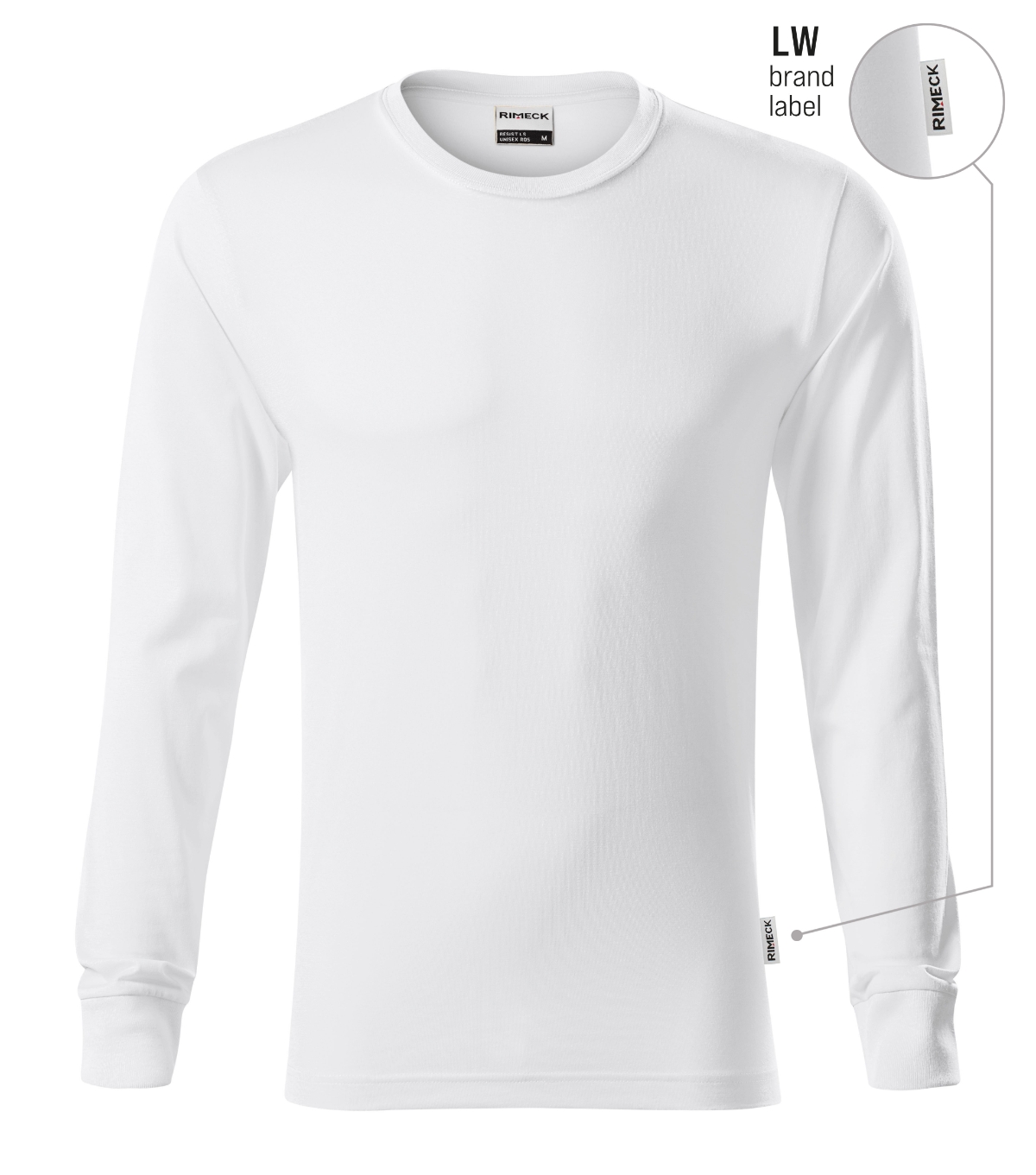 Koszulka unisex RIMECK Resist LS — Biały 00 (brand label) - obrazek 2