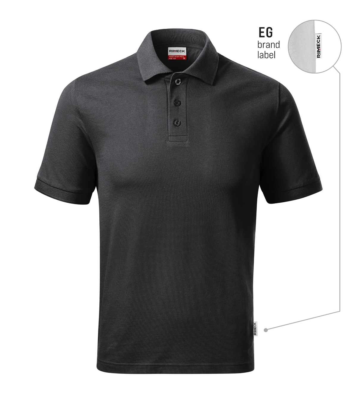 Koszulka polo męska RIMECK Resist Heavy Polo — Ebony gray 94 (brand label) - obrazek 2