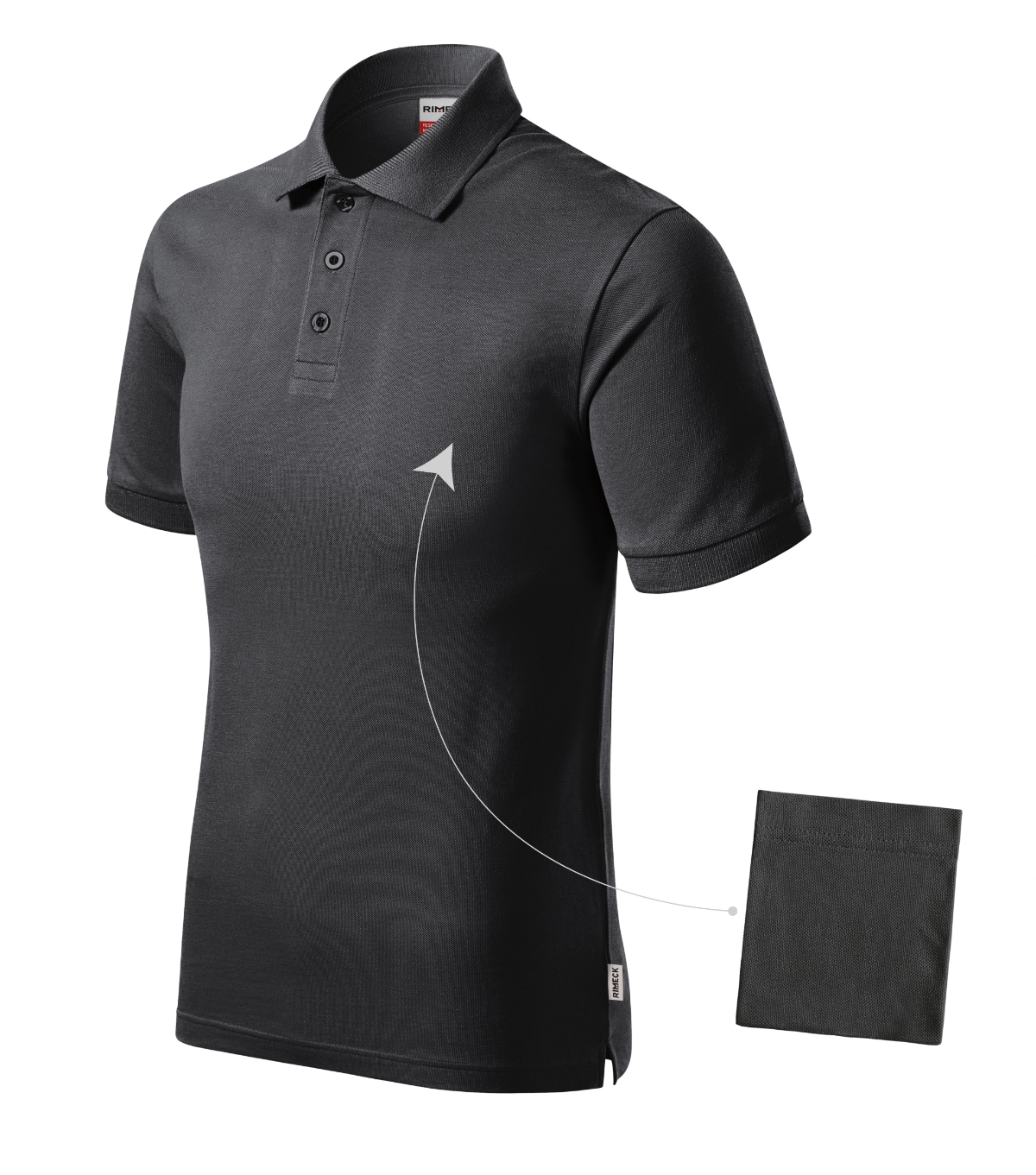 Koszulka polo męska RIMECK Resist Heavy Polo — Ebony gray 94 (brand label)