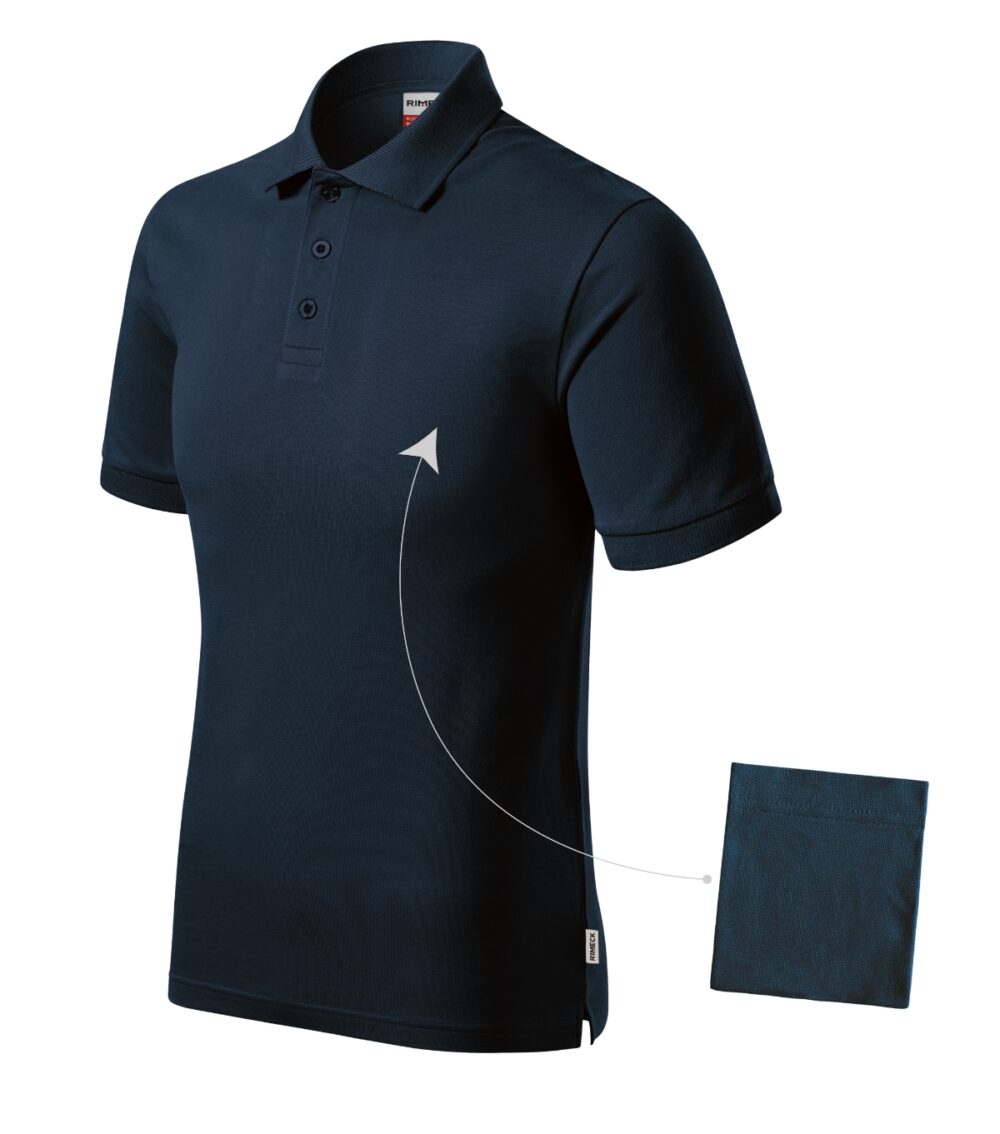 Koszulka polo męska RIMECK Resist Heavy Polo — Granatowy 02 (brand label)