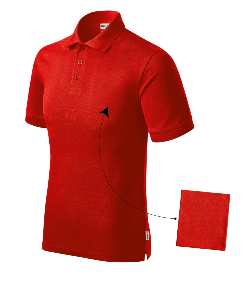 Koszulka polo męska RIMECK Resist Heavy Polo — Czerwony 07 (brand label)