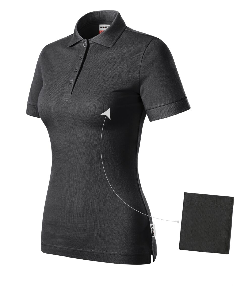 Koszulka polo damska RIMECK Resist Heavy Polo — Ebony gray 94 (brand label)