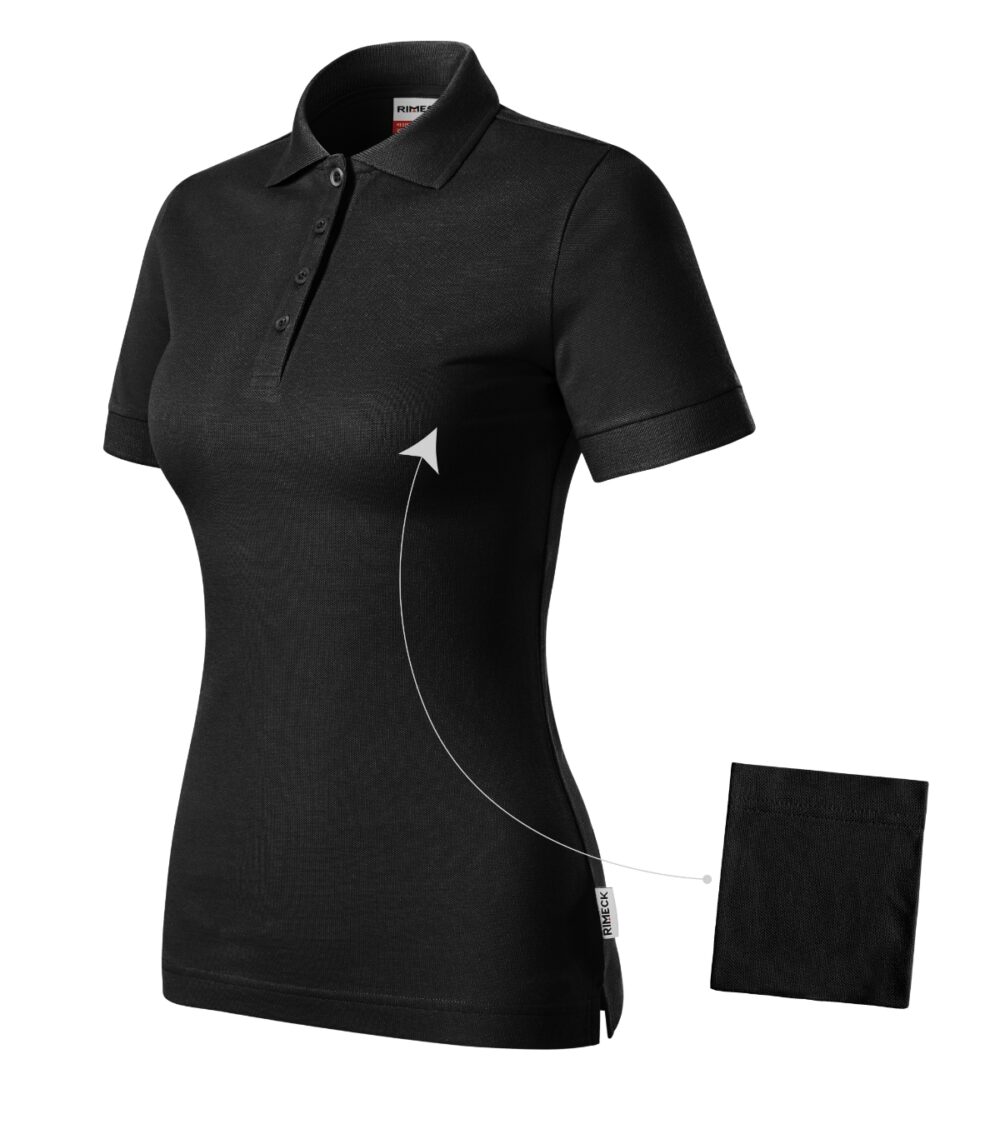 Koszulka polo damska RIMECK Resist Heavy Polo — Czarny 01 (brand label)