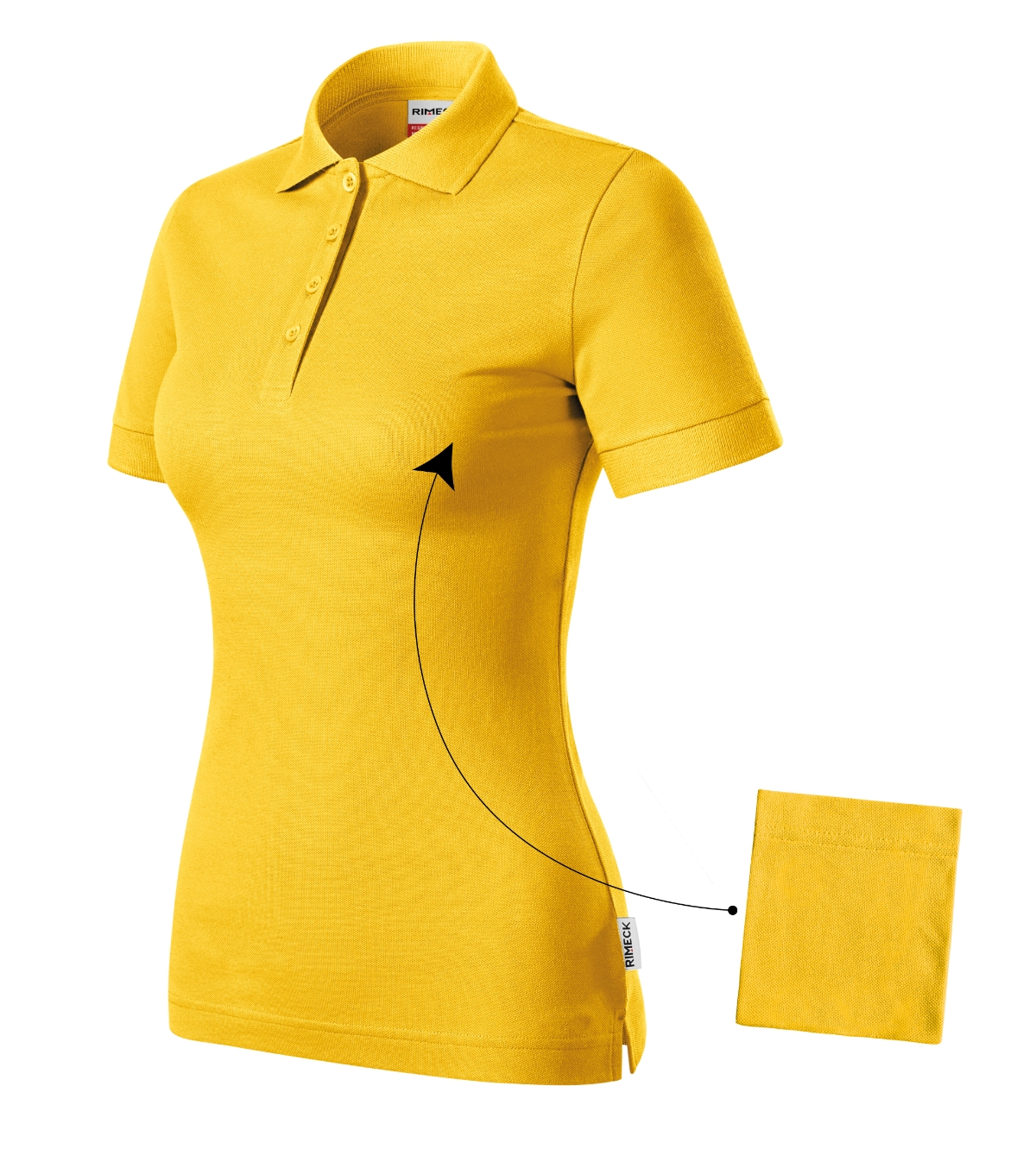 Koszulka polo damska RIMECK Resist Heavy Polo — Żółty 04 (brand label)