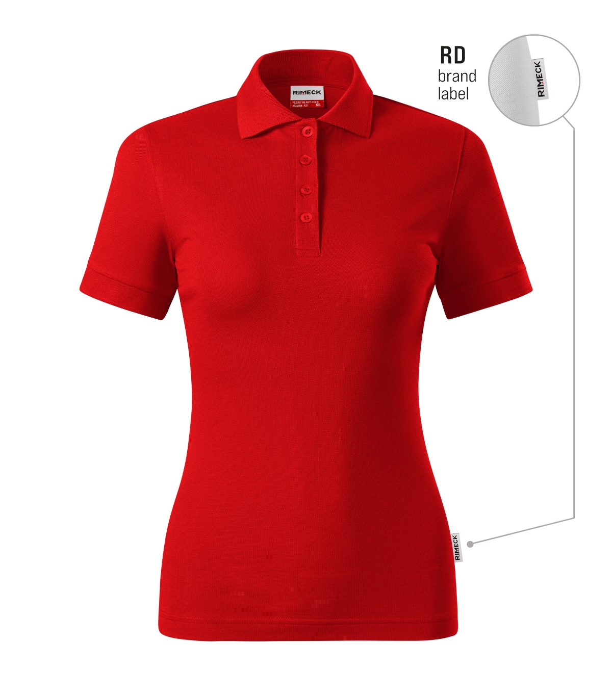 Koszulka polo damska RIMECK Resist Heavy Polo — Czerwony 07 (brand label) - obrazek 2