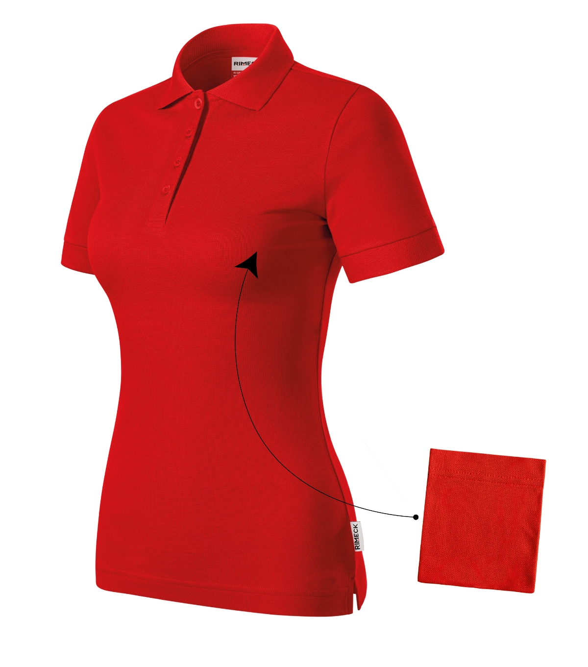 Koszulka polo damska RIMECK Resist Heavy Polo — Czerwony 07 (brand label)